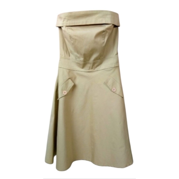 Vintage New With Tags Y2K Strapless Stretchy Khaki Utility Dress - Picture 1 of 10